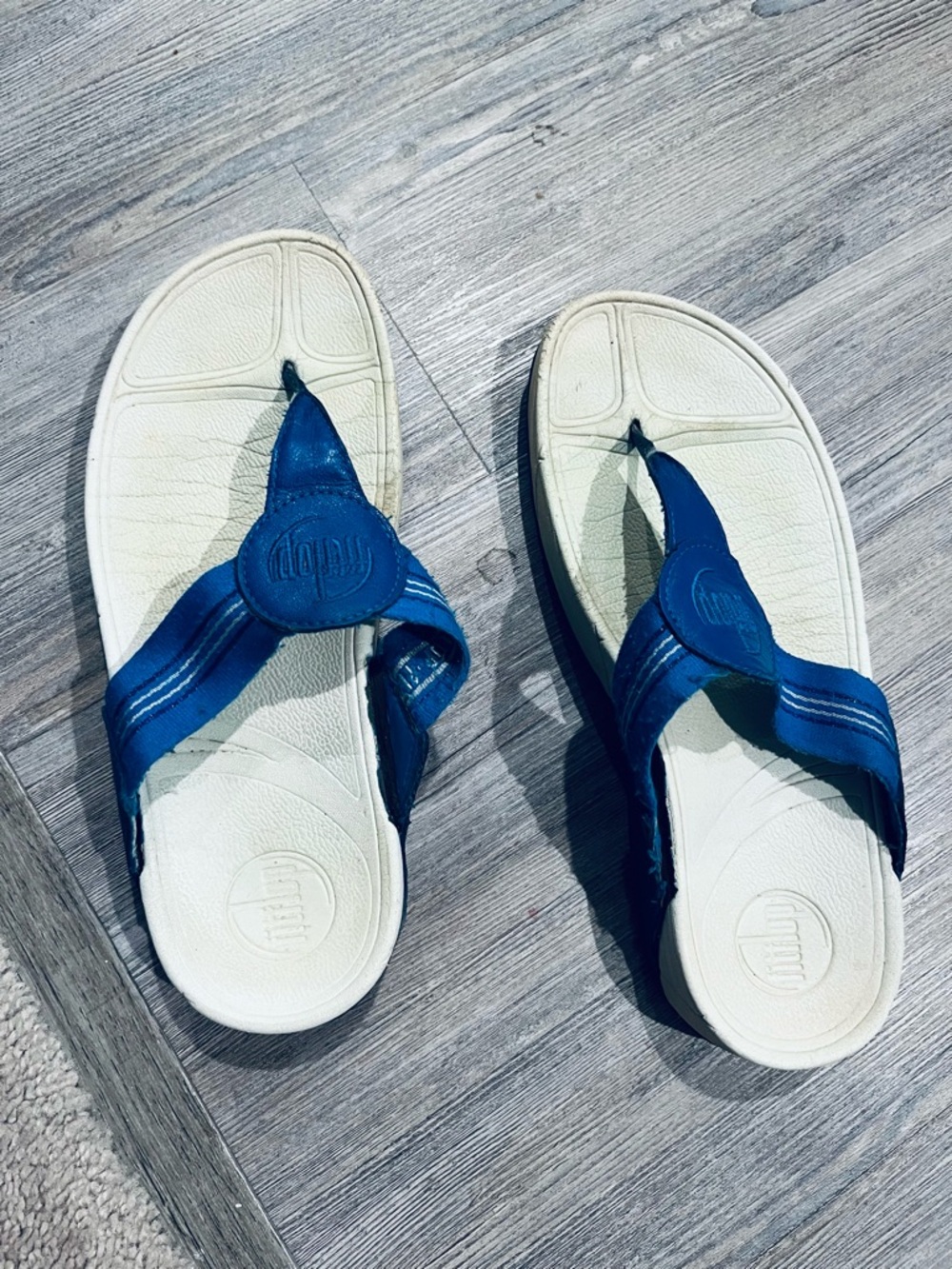 Blue Strap White Footbed Flip Flop Sandals